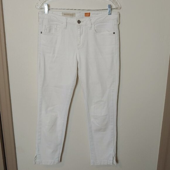 Pilcro & the Letterpress Anthropologie Crop White Denim Jeans Ankle Zipper Boho - Picture 2 of 8